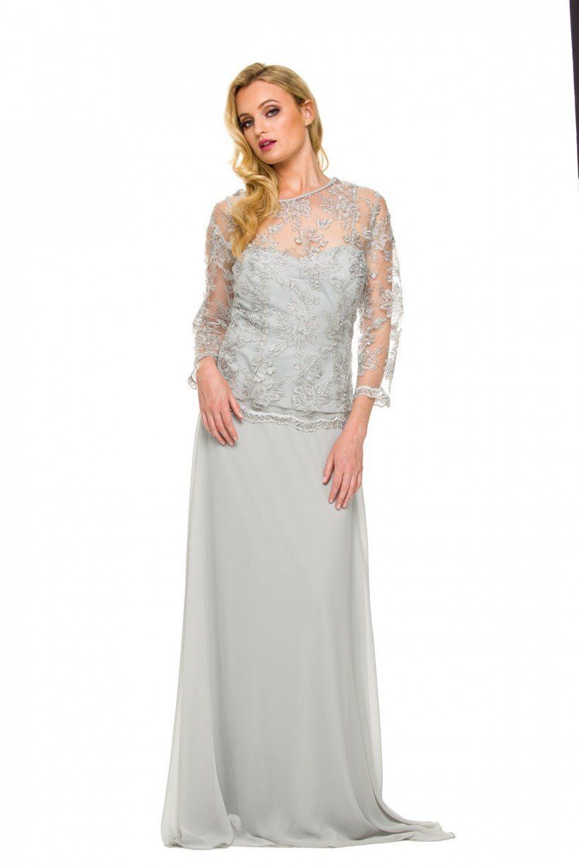3/4 Length Sleeve Embroidered Illusion Dress by Nox Anabel 5096