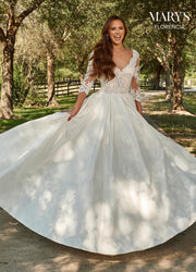 3/4 Length Sleeve Wedding Ballgown by Mary's Bridal MB3088