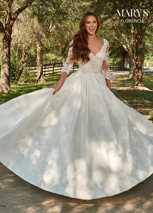 3/4 Length Sleeve Wedding Ballgown by Mary's Bridal MB3088