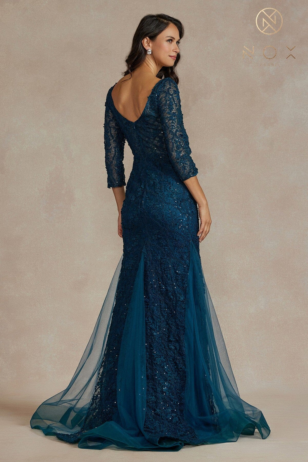 3/4 Sleeve Lace Mermaid Dress by Nox Anabel JQ505