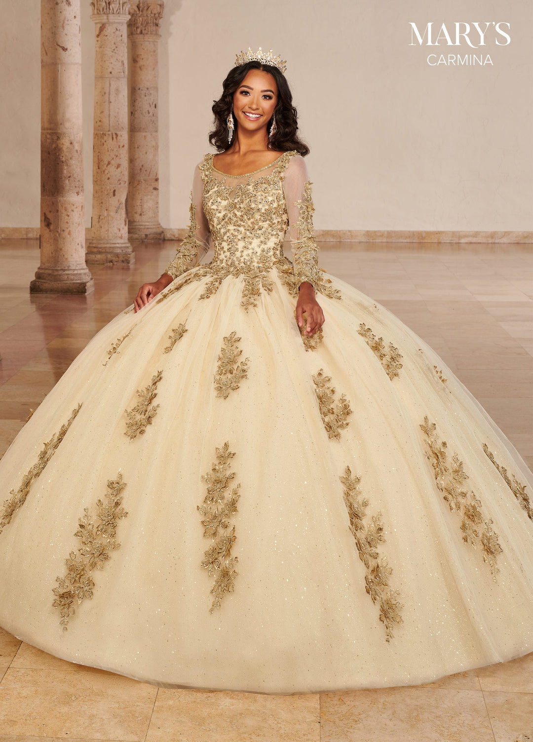 3/4 Sleeve Quinceanera Dress by Mary's Bridal MQ1093