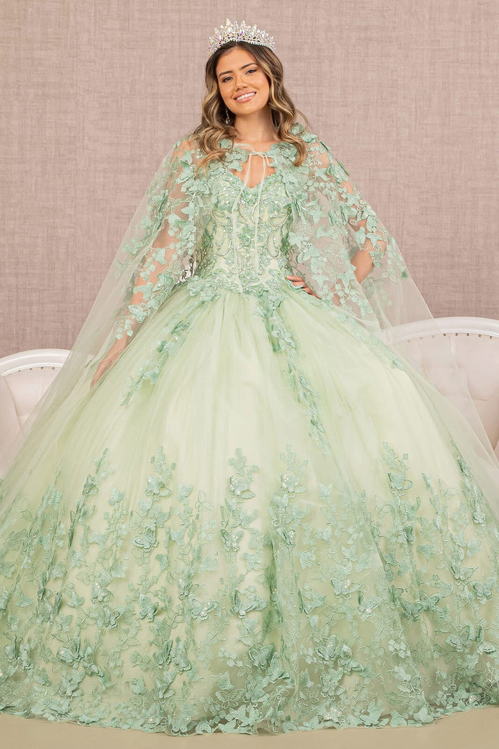 3D Butterfly Cape Ball Gown by Elizabeth K GL3104