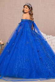 3D Butterfly Cape Sleeve Ball Gown by Elizabeth K GL3111