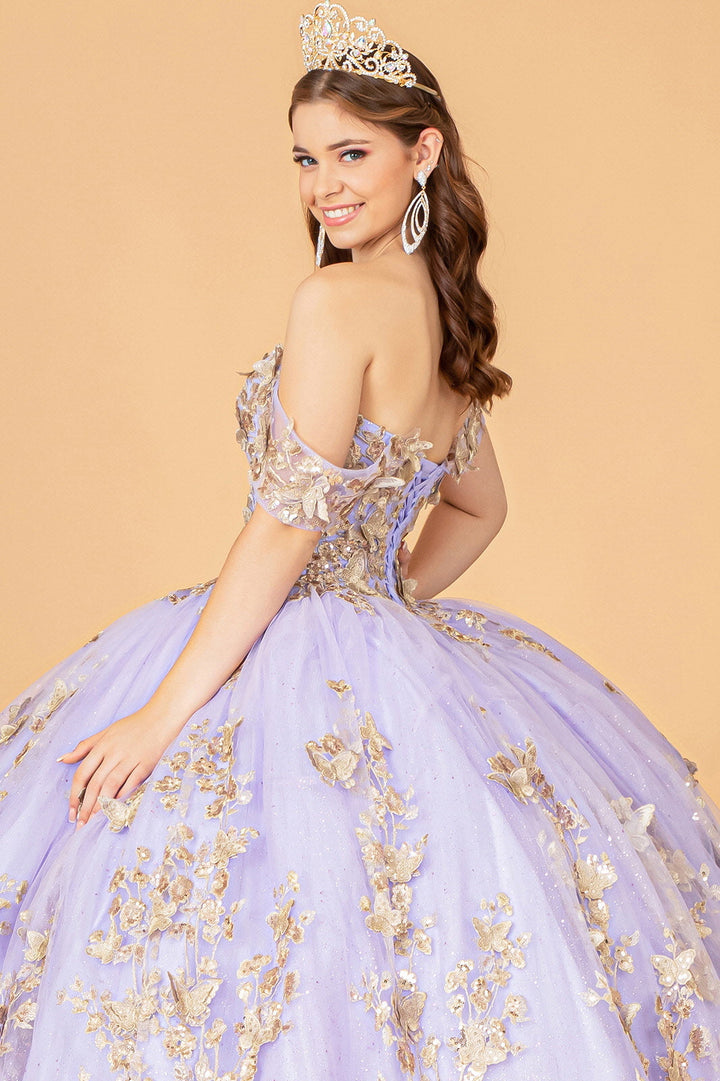 3D Butterfly Off Shoulder Ball Gown by Elizabeth K GL3077