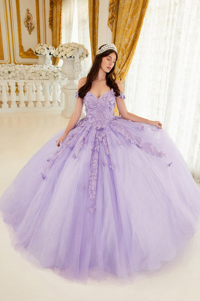Gorgeous Lilac Lace Floral Long Prom Dresses, Lavender Lace Formal Eve —  Bridelily