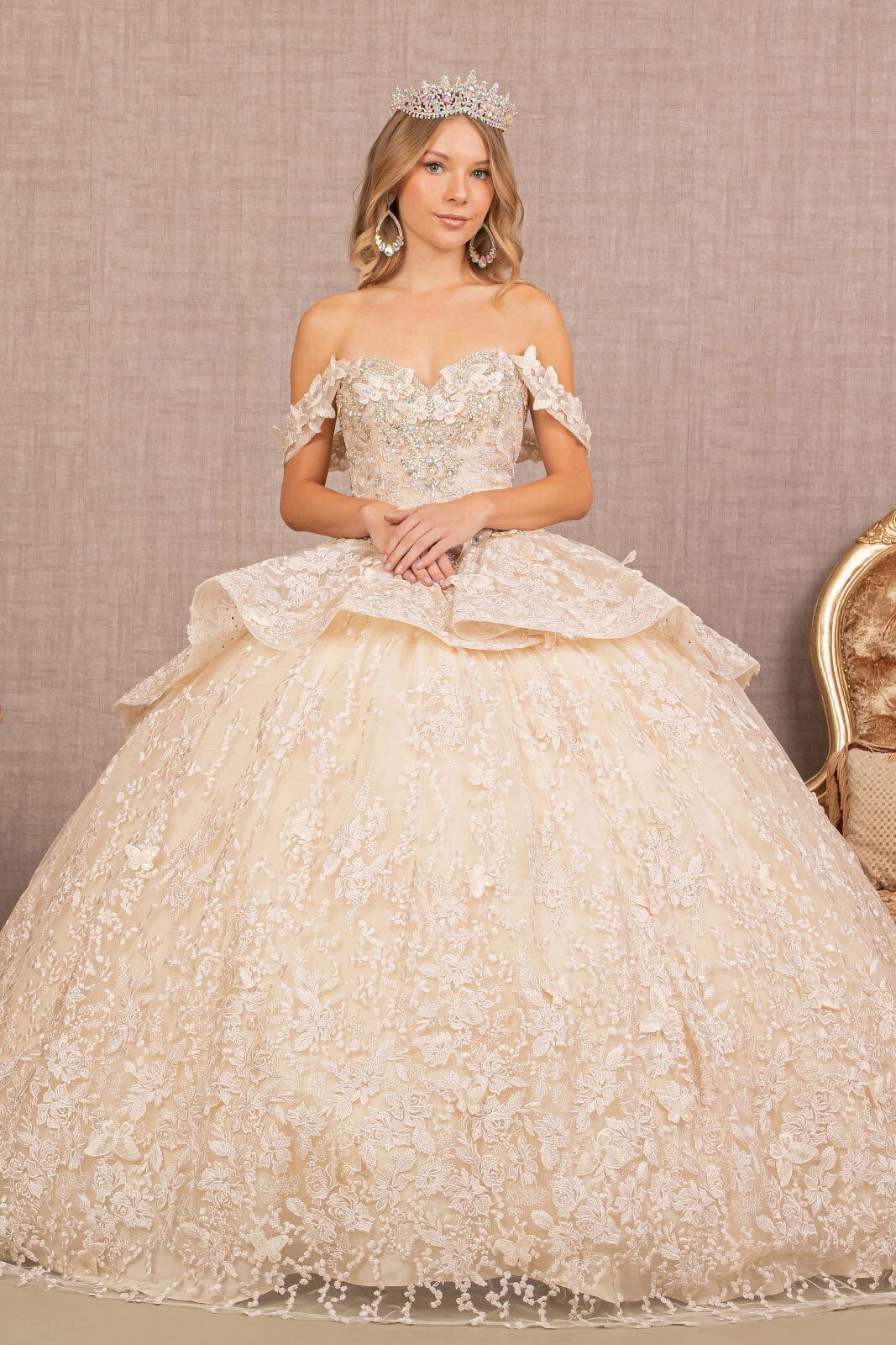 3D Butterfly Sweetheart Ball Gown by Elizabeth K GL3112