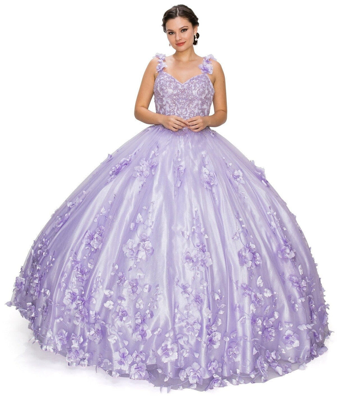 3D Floral Cape Ball Gown by Cinderella Couture 8030J