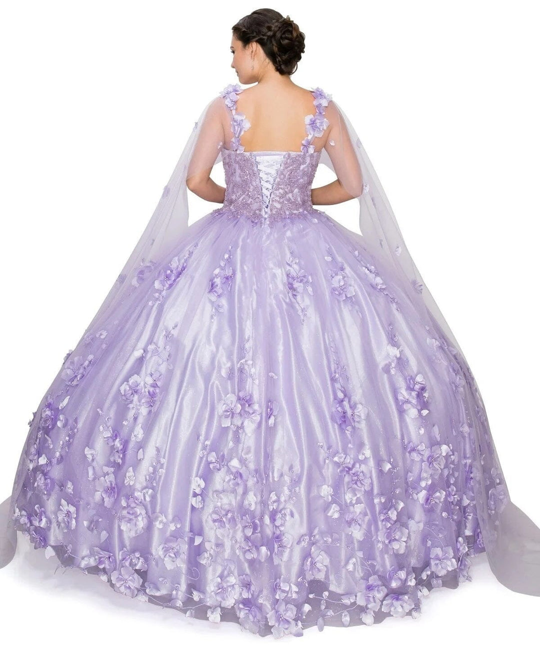 3D Floral Cape Ball Gown by Cinderella Couture 8030J