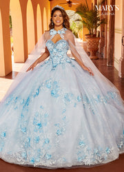 3D Floral Cape Quinceanera Dress by Mary's Bridal MQ2157