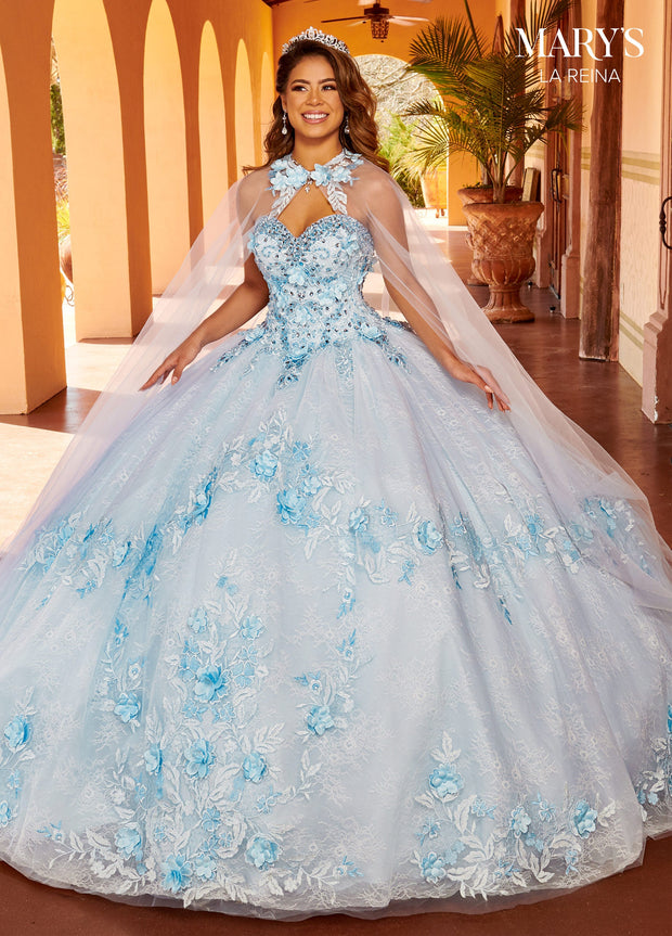 3D Floral Cape Quinceanera Dress by Mary's Bridal MQ2157