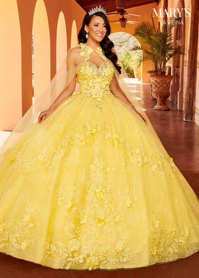 3D Floral Cape Quinceanera Dress by Mary's Bridal MQ2157