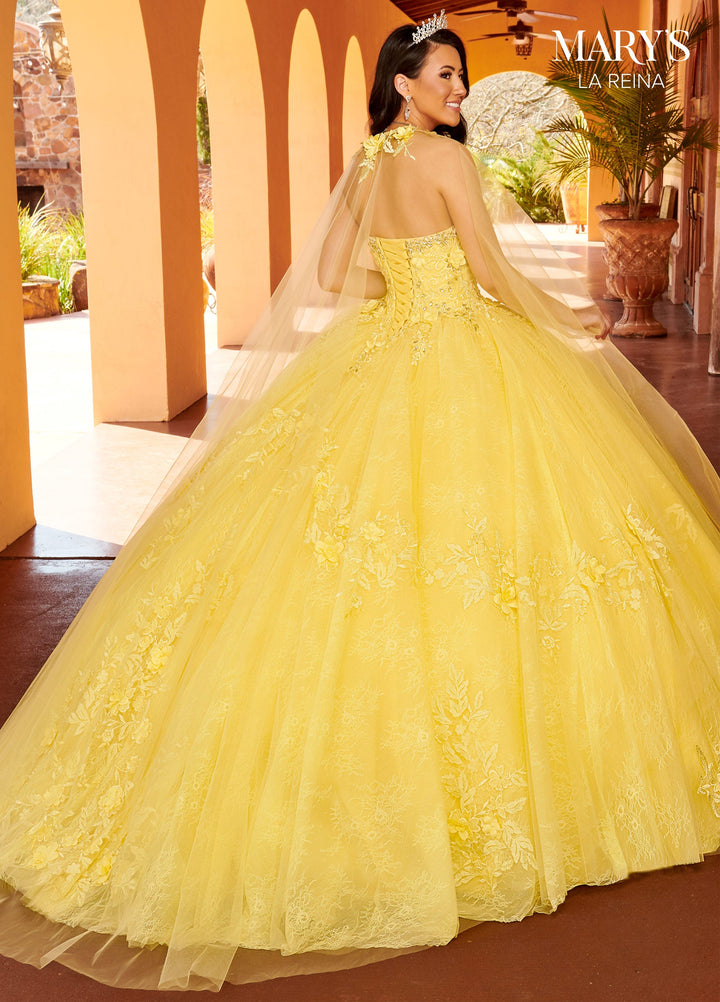 3D Floral Cape Quinceanera Dress by Mary's Bridal MQ2157