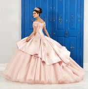 3D Floral Dress with Short Sleeves by House of Wu LA Glitter 24044-Quinceanera Dresses-ABC Fashion