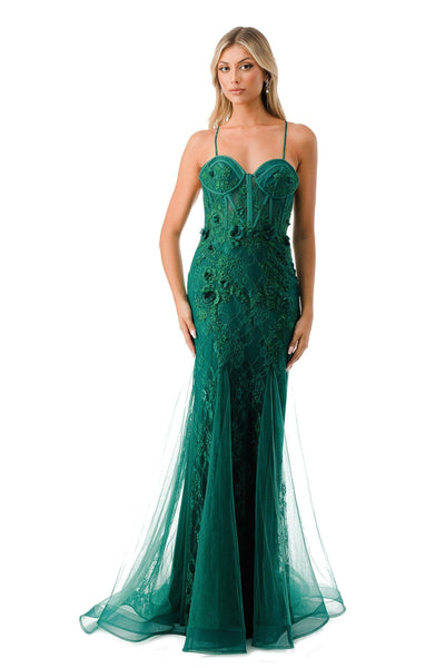 3D Floral Fitted Bustier Gown by Coya P2120