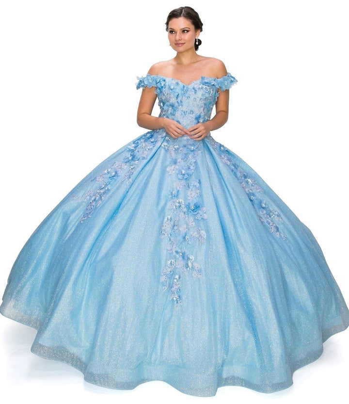 3D Floral Glitter Ball Gown by Cinderella Couture 8020J