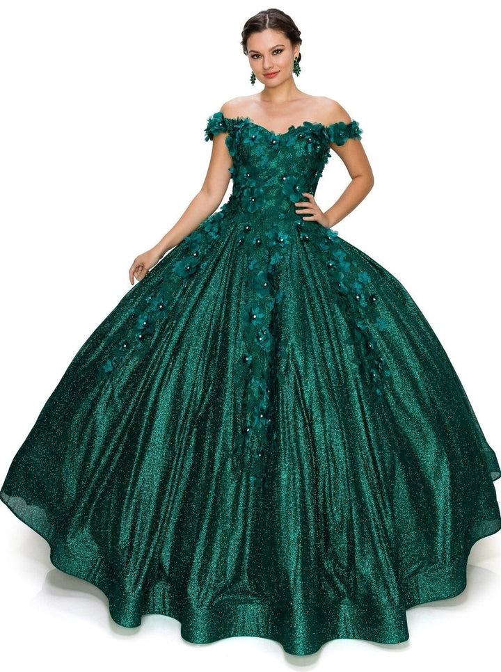 3D Floral Glitter Ball Gown by Cinderella Couture 8020J