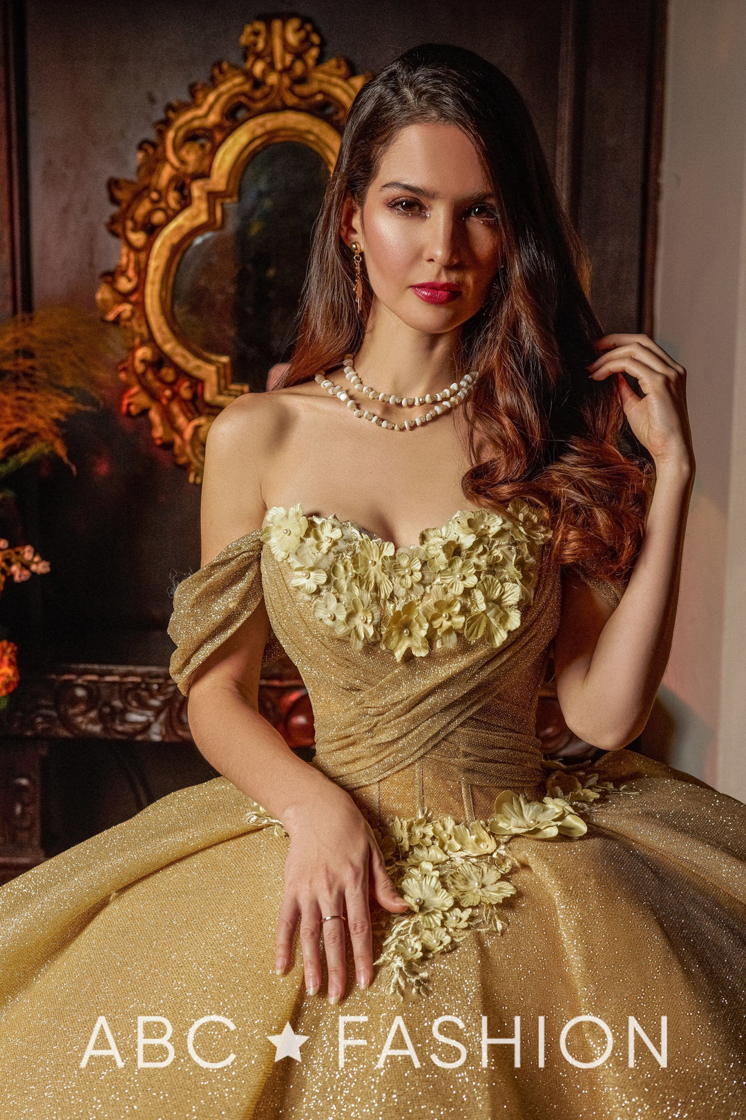 3D Floral Glitter Quinceanera Dress by Ragazza EV15-615