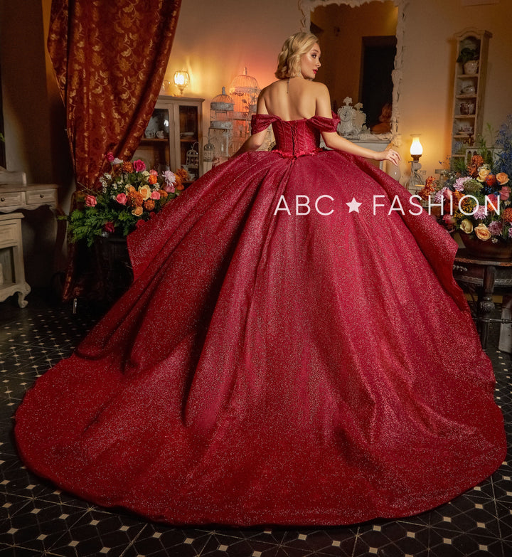3D Floral Glitter Quinceanera Dress by Ragazza EV15-615