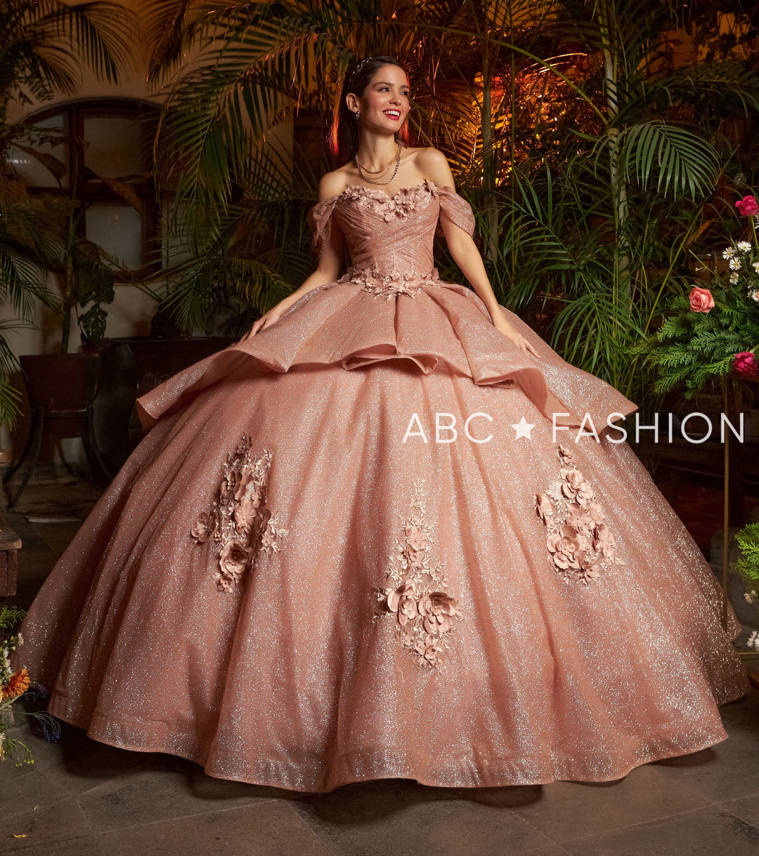 3D Floral Glitter Quinceanera Dress by Ragazza EV15-615