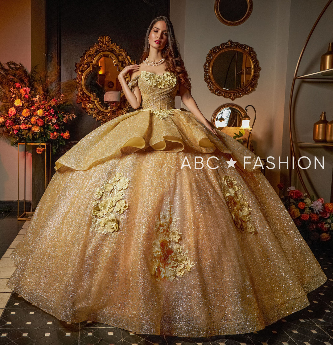 3D Floral Glitter Quinceanera Dress by Ragazza EV15-615