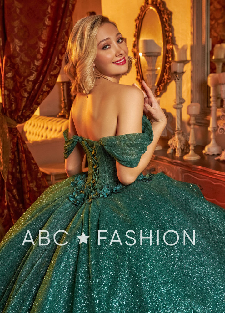 3D Floral Glitter Quinceanera Dress by Ragazza EV15-615