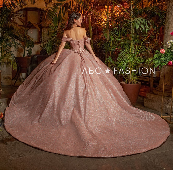 3D Floral Glitter Quinceanera Dress by Ragazza EV15-615