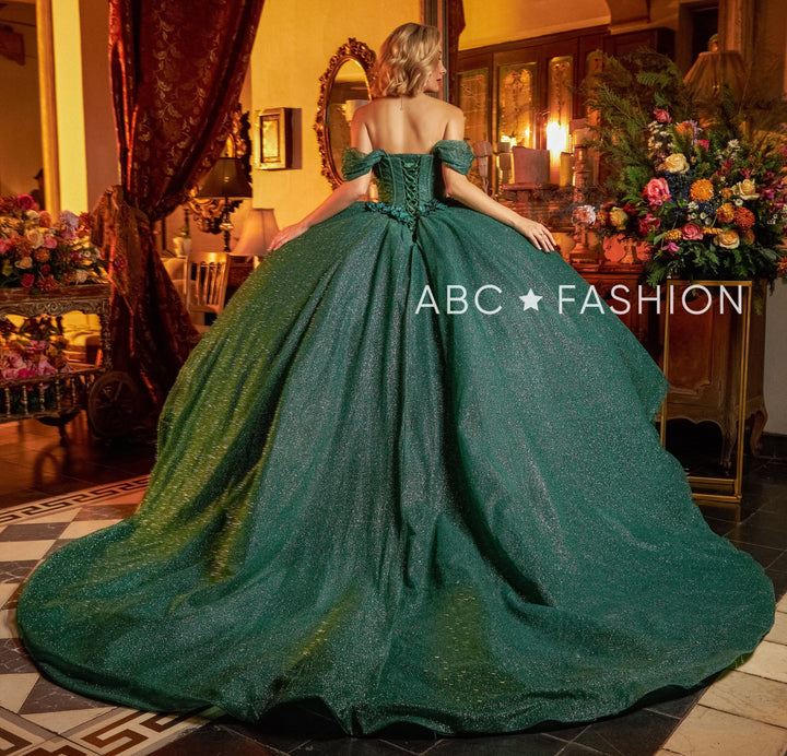 3D Floral Glitter Quinceanera Dress by Ragazza EV15-615