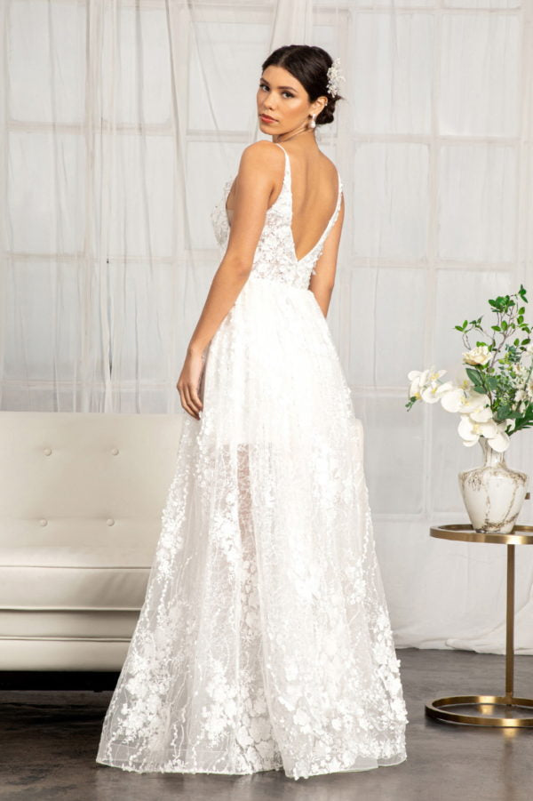 3D Floral High Low Wedding Dress by Elizabeth K GL1984