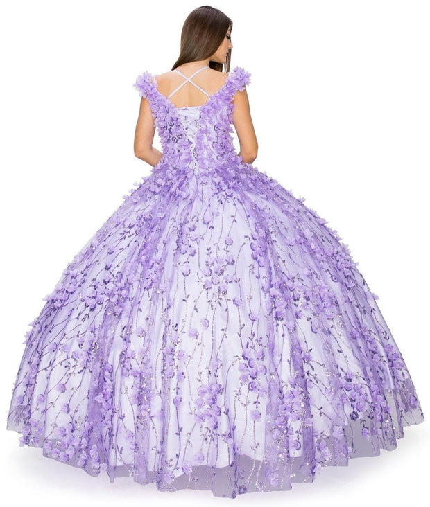 3D Floral Off Shoulder Ball Gown by Cinderella Couture 8021J