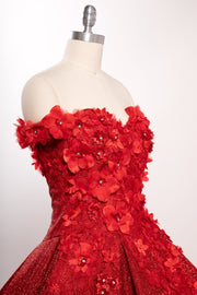 3D Floral Off Shoulder Ball Gown by Coya L2501