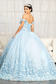 3D Floral Off Shoulder Ball Gown by Elizabeth K GL1960