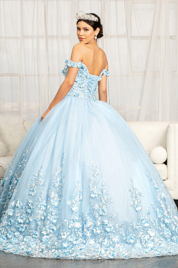 3D Floral Off Shoulder Ball Gown by Elizabeth K GL1960