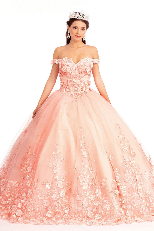 3D Floral Off Shoulder Ball Gown by Elizabeth K GL1960