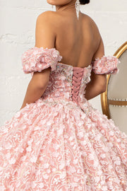 3D Floral Off Shoulder Ball Gown by Elizabeth K GL3019