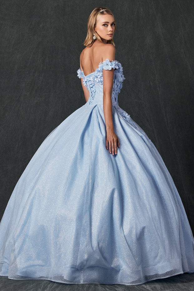 Blue glitter ball gown sale