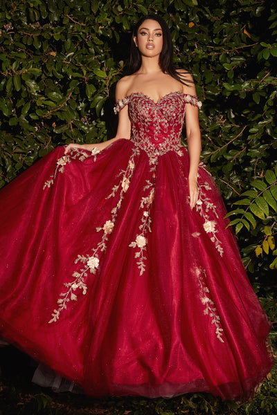 3D Floral Off Shoulder Gown by Cinderella Divine CD0185 – ABC Fashion