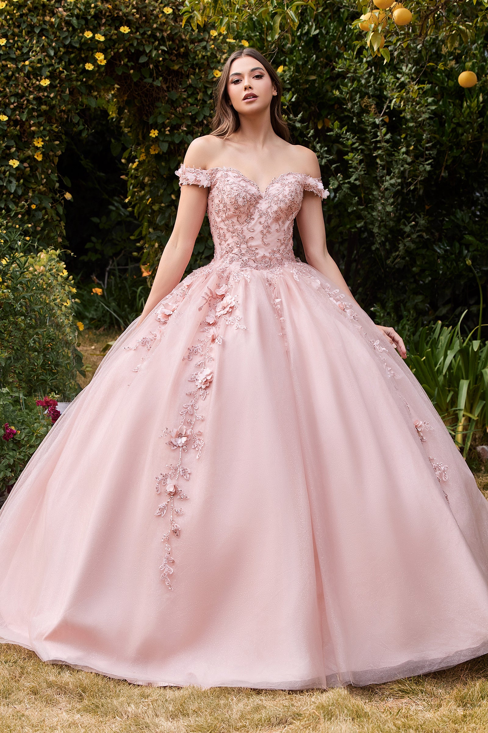 Cinderella Divine 3D FLORAL OFF SHOULDER CORSET GOWN CB104 main image 1