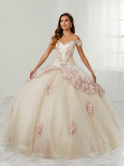 3D Floral Off Shoulder Quinceanera Dress by LA Glitter 24089