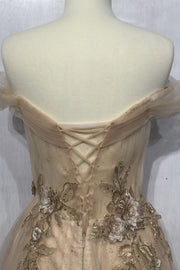 3D Floral Off Shoulder Tulle Gown by Ladivine CD3395