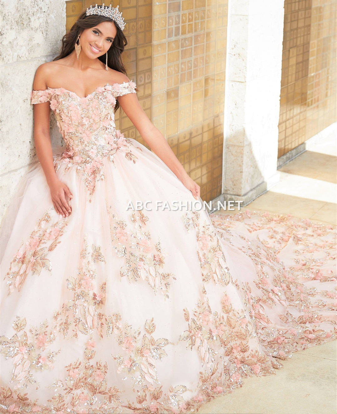 3D Floral Quinceanera Dress by House of Wu 26027