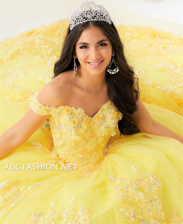 3D Floral Quinceanera Dress with Train by House of Wu 26027T