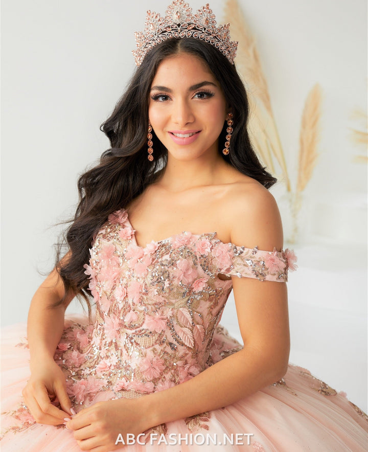 3D Floral Quinceanera Dress with Train by House of Wu 26027T