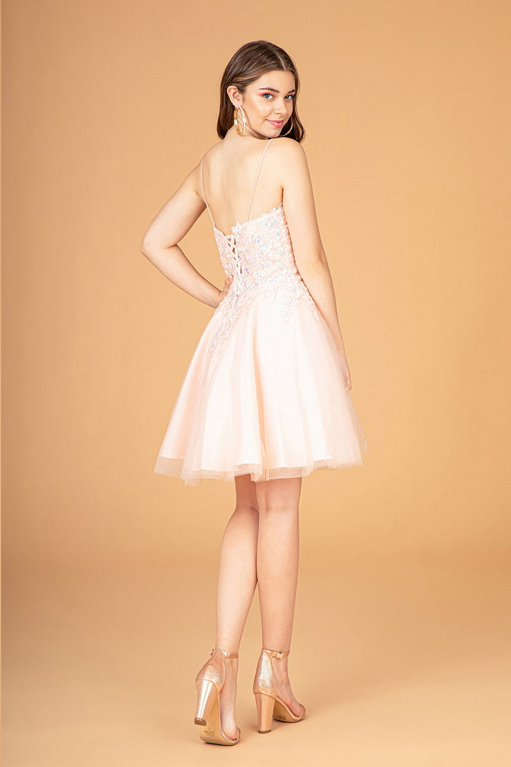 3D Floral Short A-line Dress by Elizabeth K GS3094