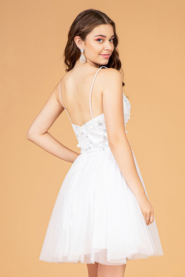 3D Floral Short Glitter Cape Dress by Elizabeth K GS3089