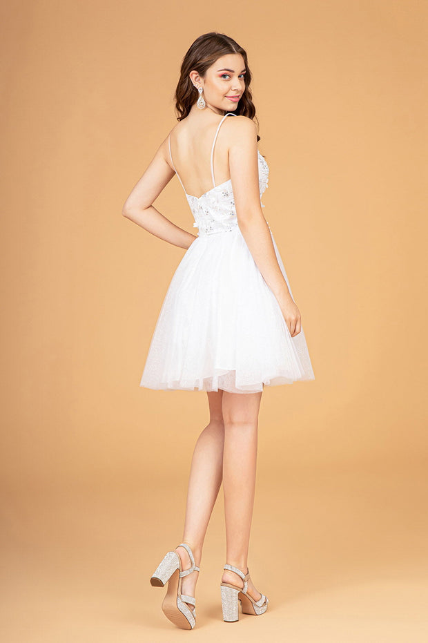 3D Floral Short Glitter Cape Dress by Elizabeth K GS3089