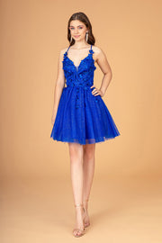 3D Floral Short Glitter Dress by Elizabeth K GS3090