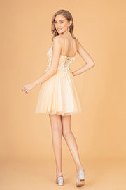 3D Floral Short Glitter Dress by Elizabeth K GS3090