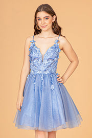 3D Floral Short Glitter Dress by Elizabeth K GS3090