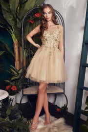 3D Floral Short Glitter Dress by Ladivine 9245