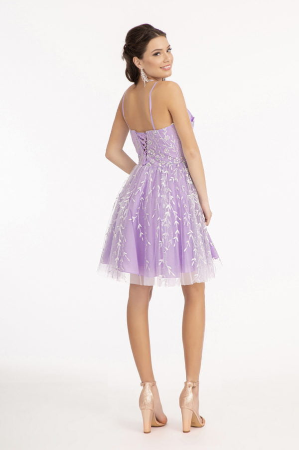 3D Floral Short Glitter Print Dress by Elizabeth K GS1998